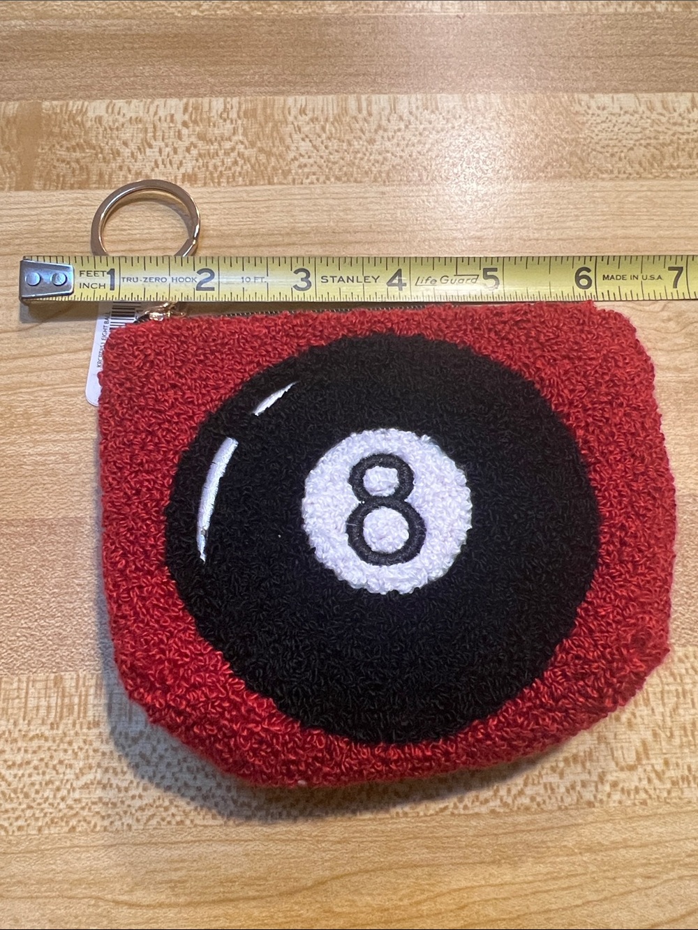 #2907**”4x5x6””Red 8-Ball Terry Keychain Pouch - Picture 4 of 17
